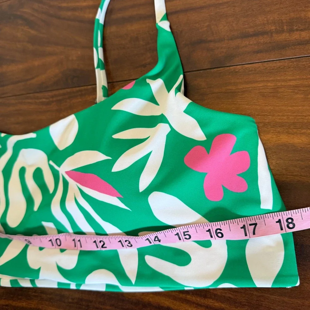 Hanna Andersson Tropical Floral Bikini Swim Top Green Pink White‎ XXL